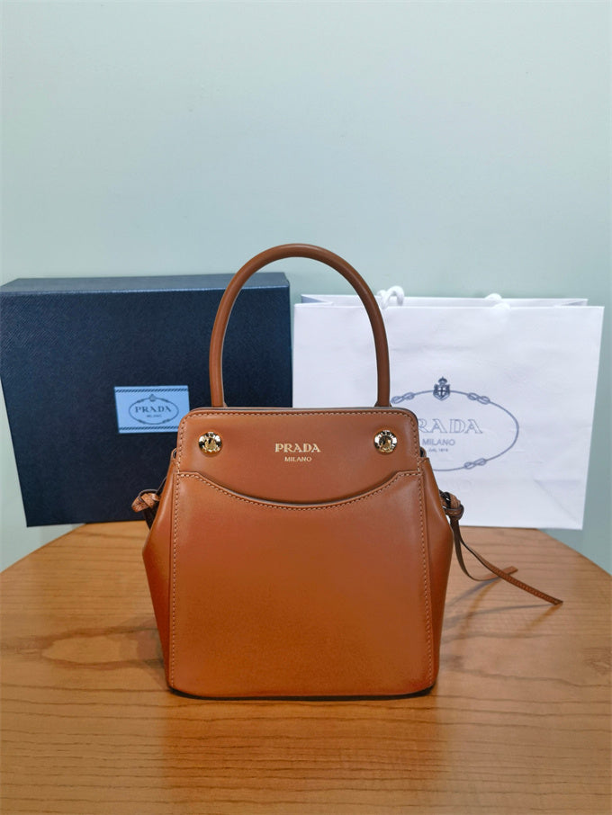Prada carry mini leather handbag brown