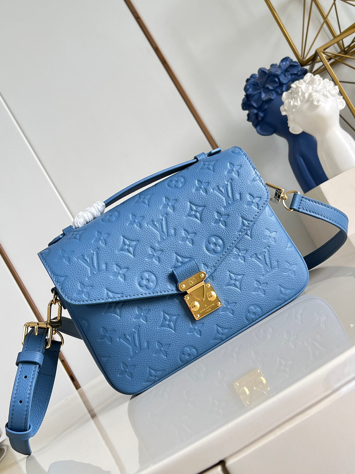 Louis Vuitton Monogram Empreinte Pochette Métis Cognac Bags Blue
