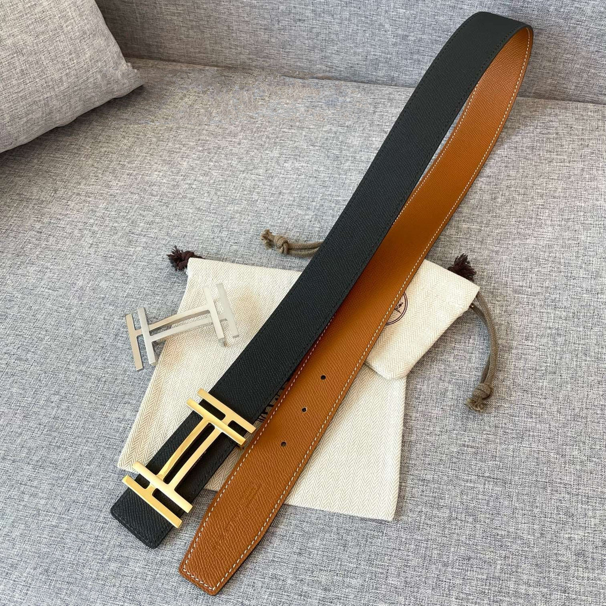 DOUBLE H 38MM BLACK BROWN LEATHER