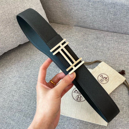 DOUBLE H 38MM BLACK BLUE LEATHER