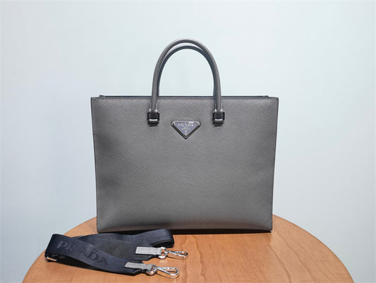 Prada saffiano leather tote bag Cement gray