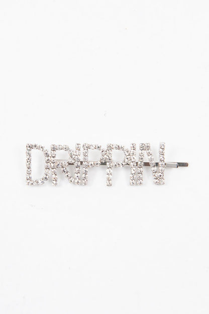 Silver Diamante Drippin Slogan Hair Slide - Azelia