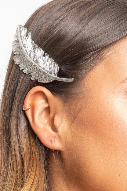 Silver Feather Hair Clip - Aakanksha