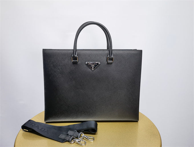 Prada saffiano leather tote bag black