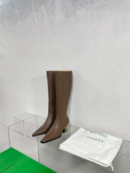 TEX HIGH BOOT IN MEDIUM BROWN PATENT CALFSKIN