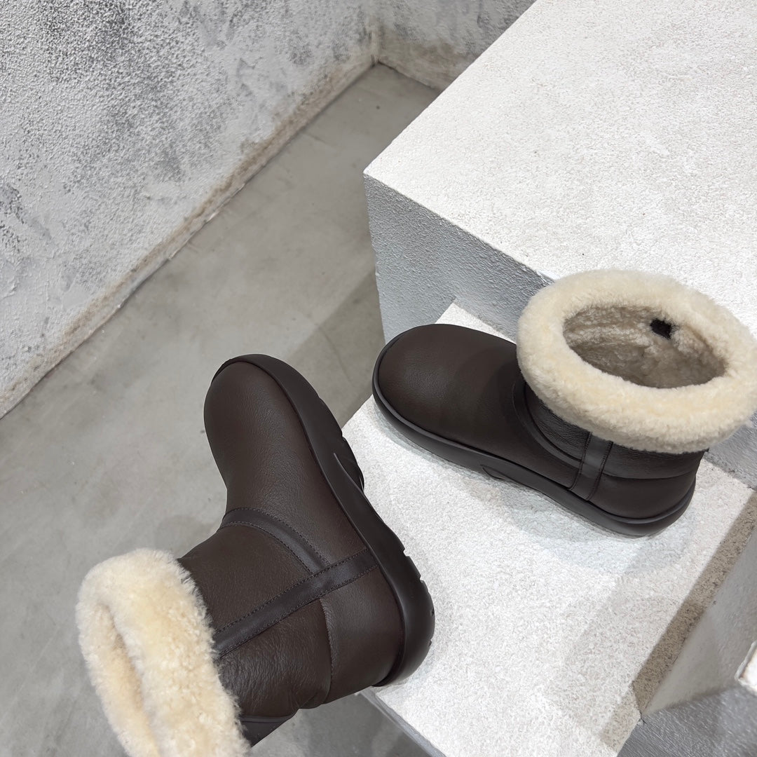 ANKLE BOOTS IN CHOCOLATE BROWN LAMBSKIN WITH SHEARLING LINING